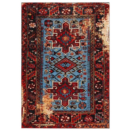 Safavieh 9 x 12 ft. Vintage Hamadan Southwestern Rectangle Power Loomed Rug - Red & Light Blue VTH211Q-9